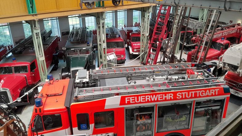 Im Feuerwehrmuseum: Blick in die Ausstellungshalle